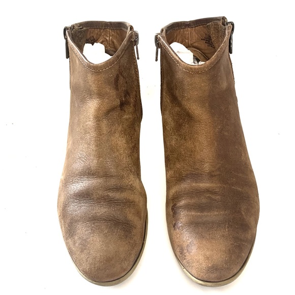 Vintage Lucky Brand Distressed Brown Leather Boom Ankle Bootie - Picture 4 of 7